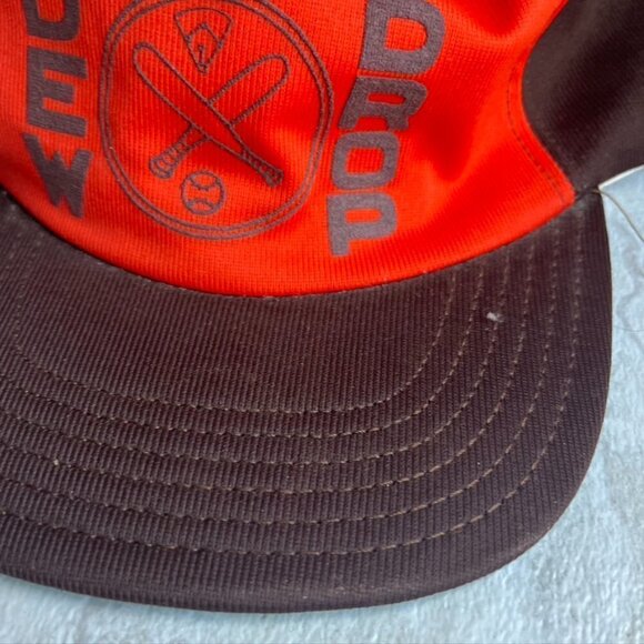 Vintage Orange Brown Trucker Hat Snap Back Cap Drew Drop Baseball Bat - Picture 3 of 9